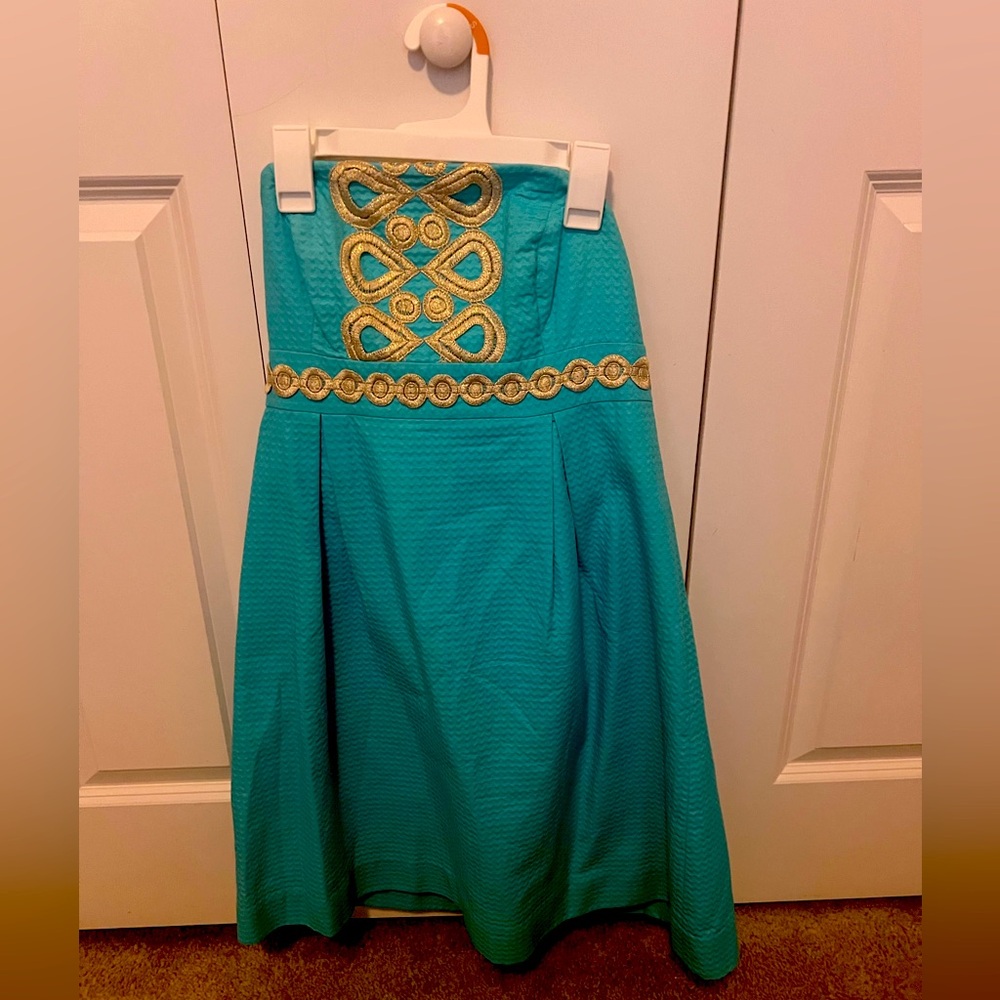 Lily Pulitzer beautiful strapless dress rare size 4 corset